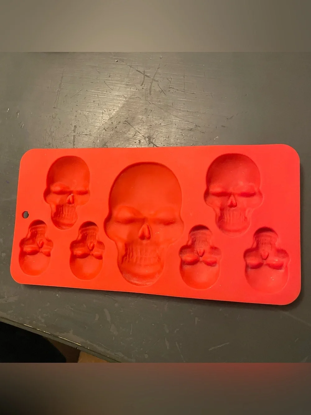 Red Silicone Skull Mold Tray bikers Halloween skulls
